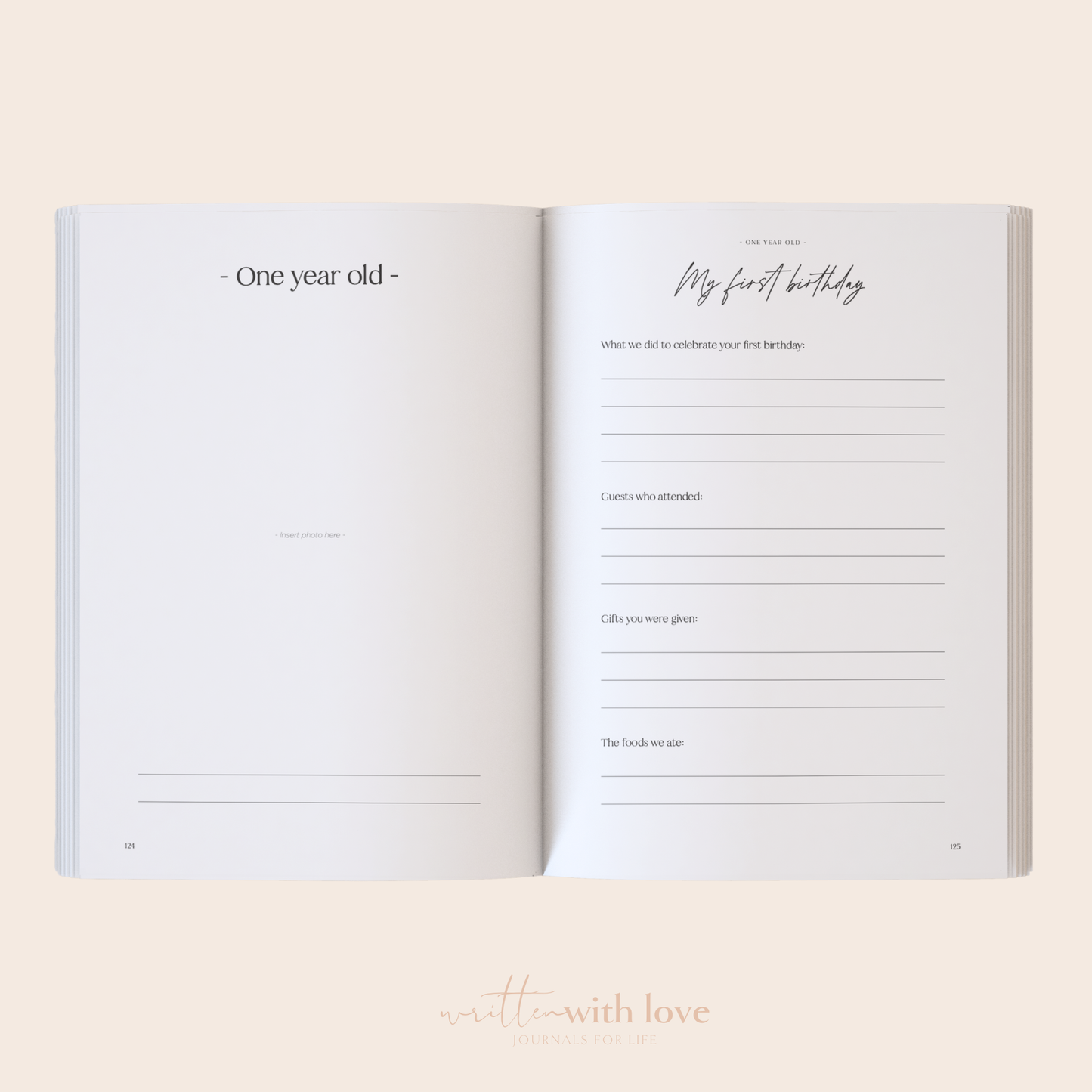 Baby Memory Book - Classic White Linen