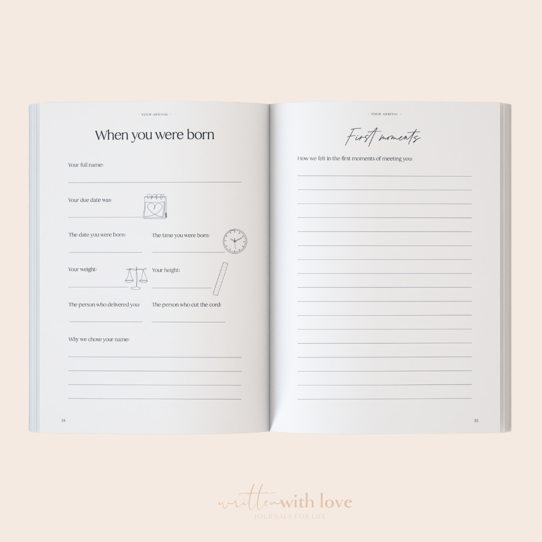 Baby Memory Book - Classic White Linen