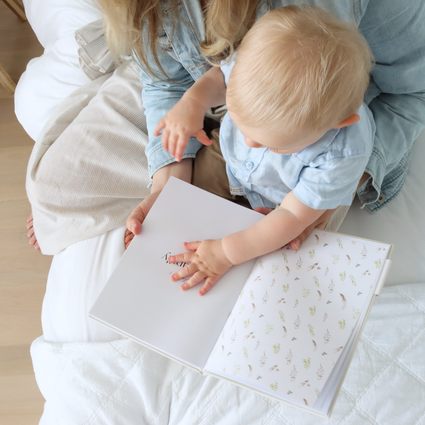 Baby Book with Pouch - Sage Green Linen