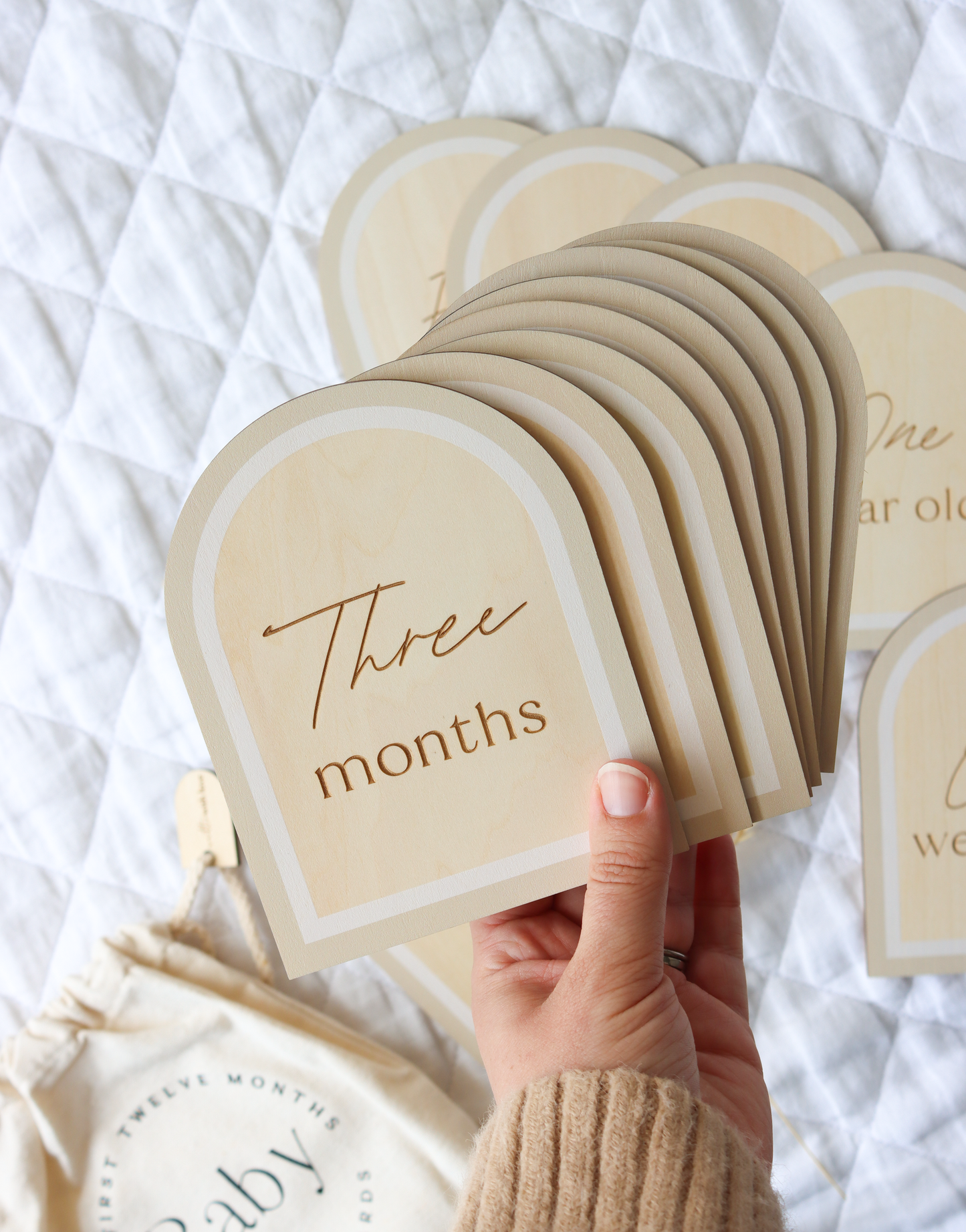 Beige Wooden Milestone Cards & Birth Announcement Plaque