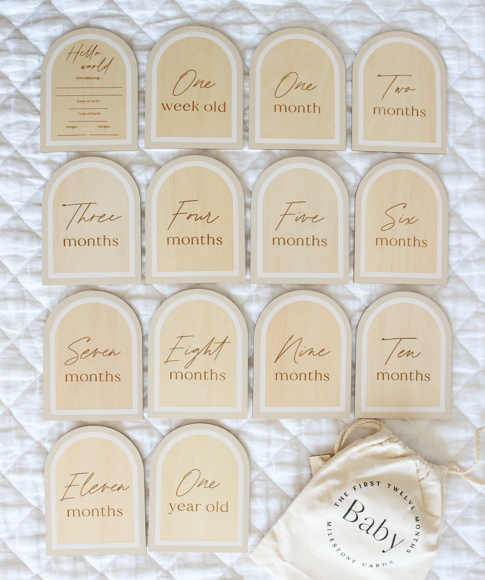 Beige Wooden Milestone Cards & Birth Announcement Plaque