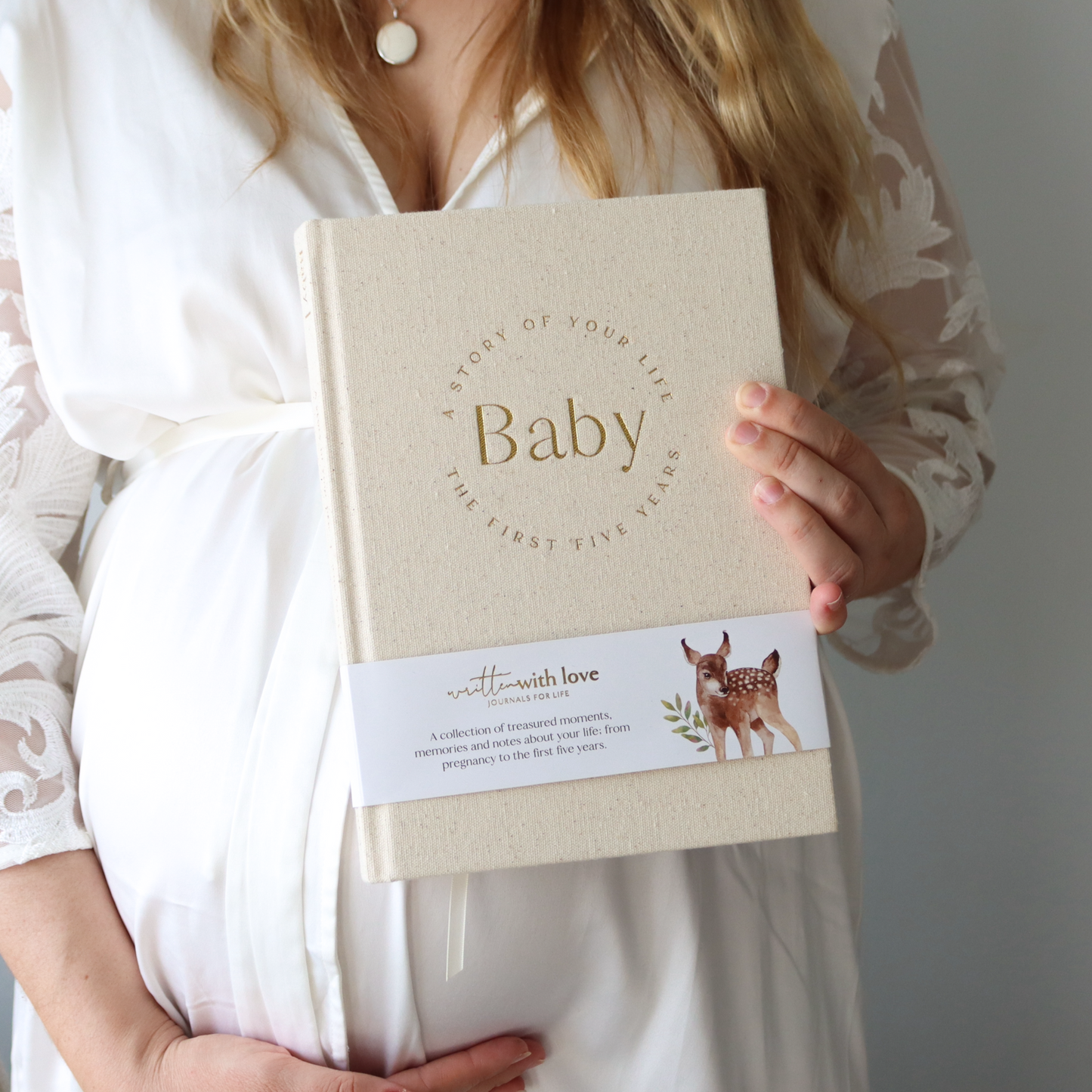 Baby Journal with Pouch - Oatmeal Linen