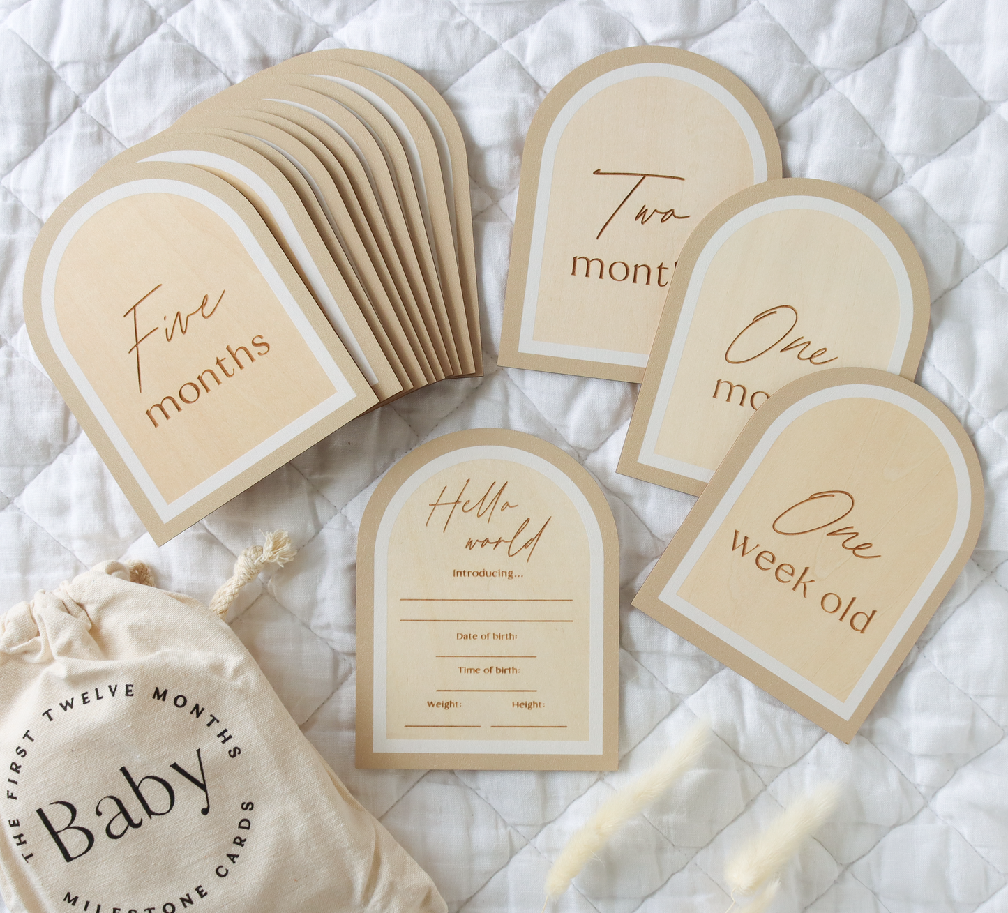 Mocha Wooden Milestone Cards and Birth Announcement Plaque